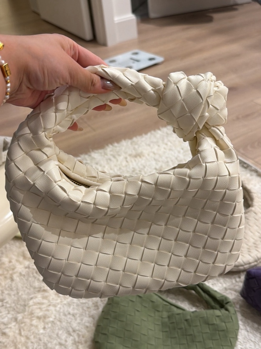 Brand new Knotted Handle Woven Mini Bag in Cream